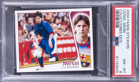 2004 Panini Stickers Colecciones Este Lionel Messi Rookie Card - PSA NM-MT 8